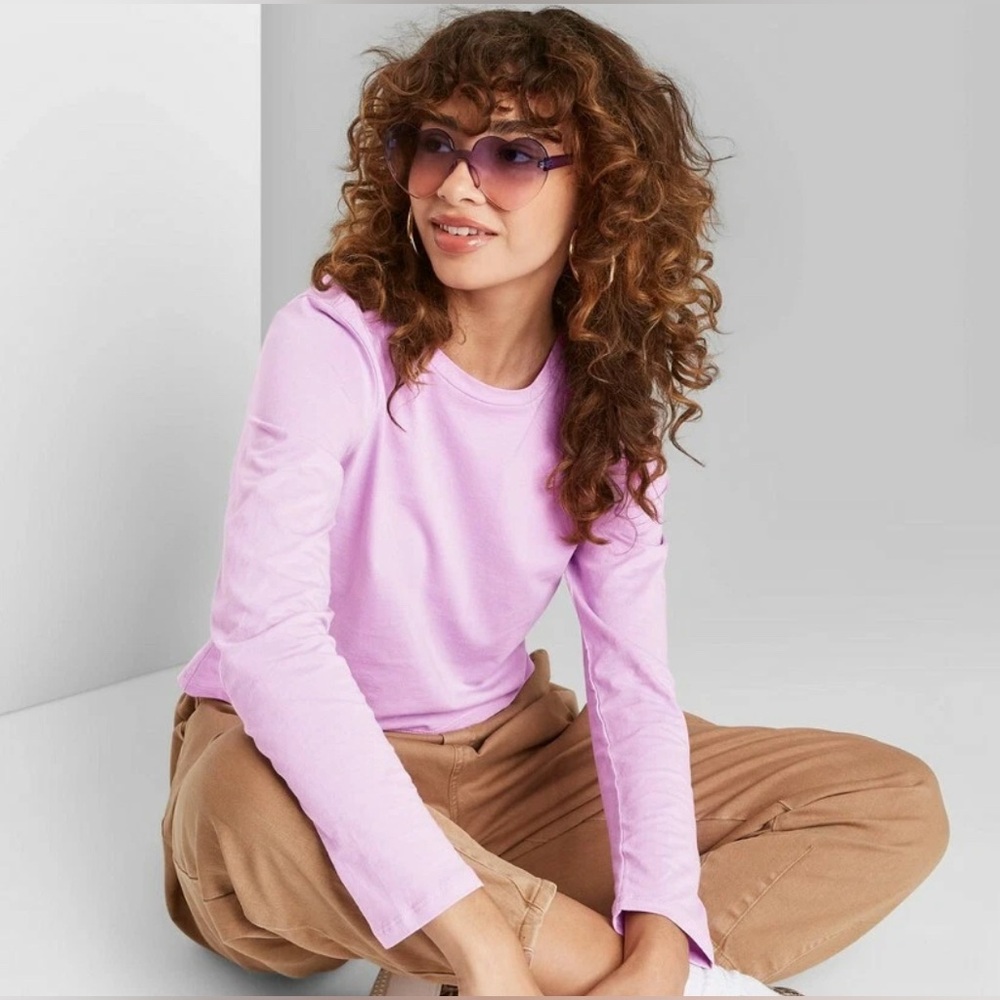 Wild Fable Women’s Long Sleeve Lilac Streak T-Shirt Tee Top! Size Large.